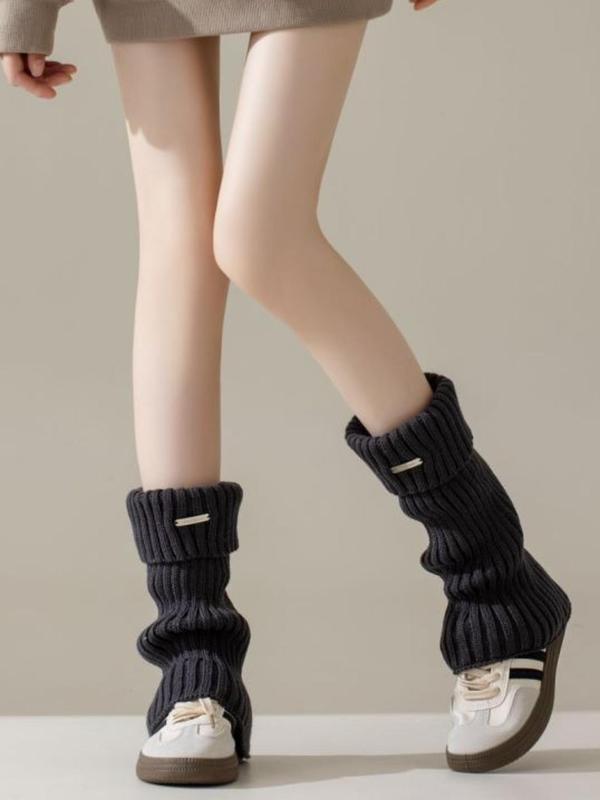 Women's Solid Over The Calf Socks, Casual Comfy Warm Leg Warmers for Fall & Winter, Women's Socks for Daily Wear