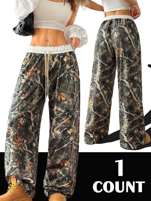 Women's Camo Print Pants, Casual Comfy Trousers for Daily Wear, Women's Bottoms for Fall & Winter