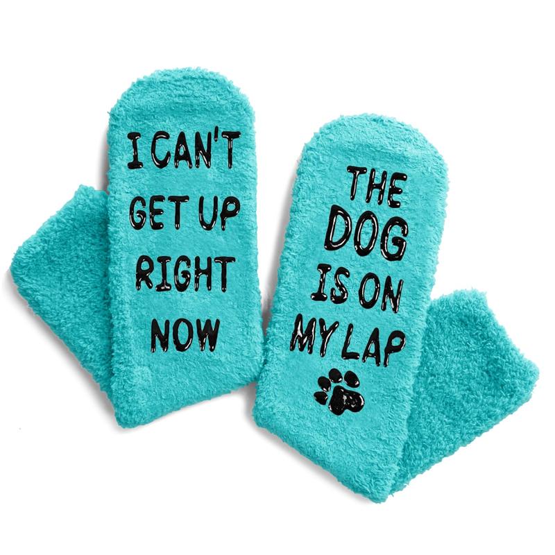 HAPPYPOP Funny Dog Gifts Dog Mom Gifts for Women Her Wife, Novelty Dog Socks Silly Fun Green Fuzzy Socks