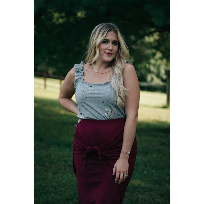 Teagan - Maroon Velvet Wrap Skirt