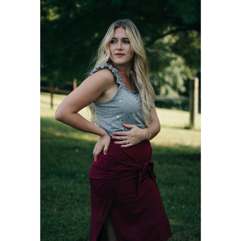 Teagan - Maroon Velvet Wrap Skirt