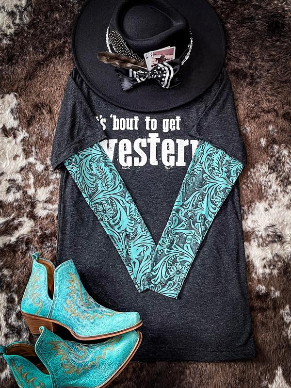 Tooled in Turquoise Mesh Top Long Sleeve Womenswear