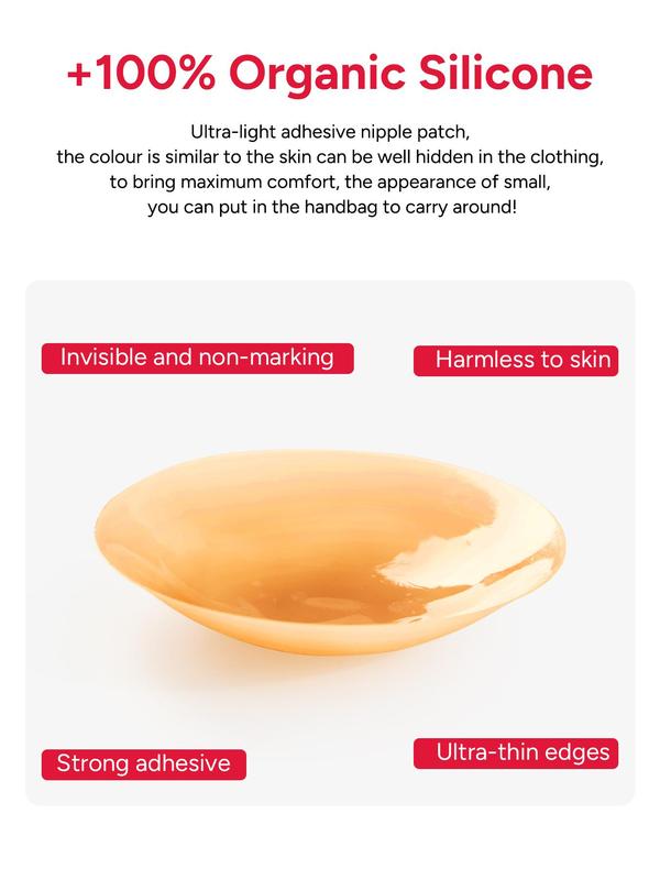 Sporty Women's Solid Color Round-Shaped Silicone Nipple Cover with 1 Pair Transparent Breast Lift Patch, Breathable Comfortable Self Adhesive Invisible Nipple Cover, Women's Lingerie Accessories for Daily Wear