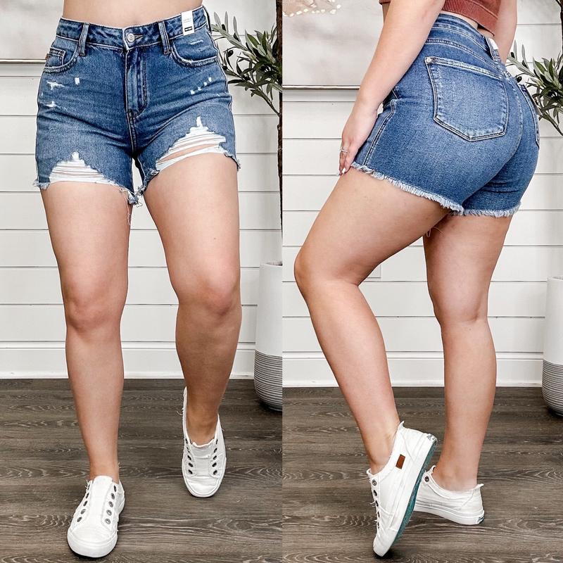 Judy Blue Alora Rigid Magic Distressed High Rise Shorts