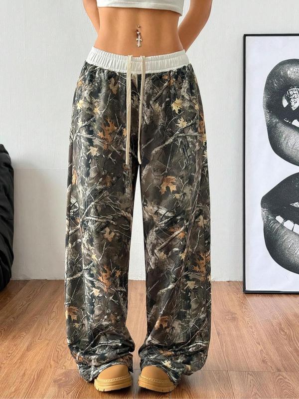 Women's Camo Print Pants, Casual Comfy Trousers for Daily Wear, Women's Bottoms for Fall & Winter