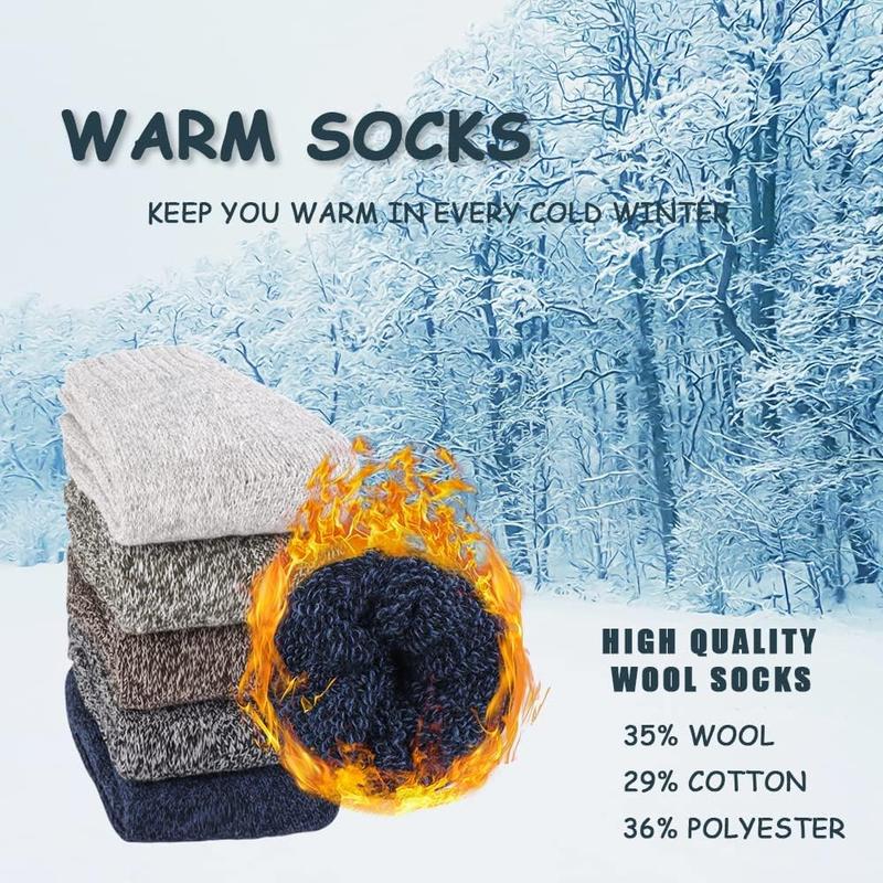 Wool Socks for Women, 5 Pairs of Warm Winter Cozy Thermal Thick Socks Gifts for Women Womenswear Comfort