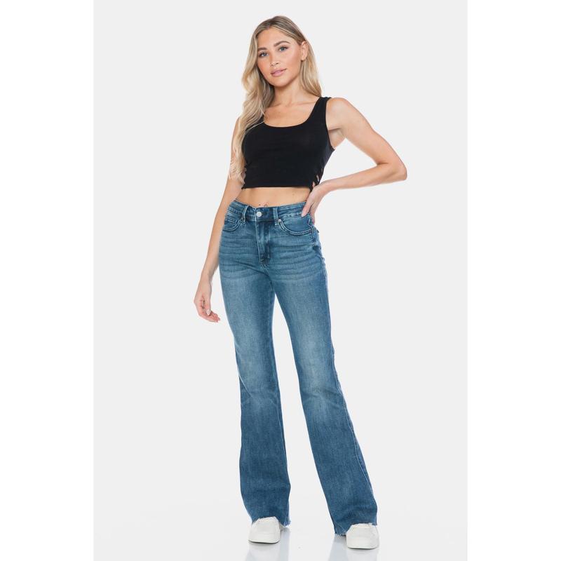 Judy Blue Full Size Tummy Control Cut Hem Flare Jeans