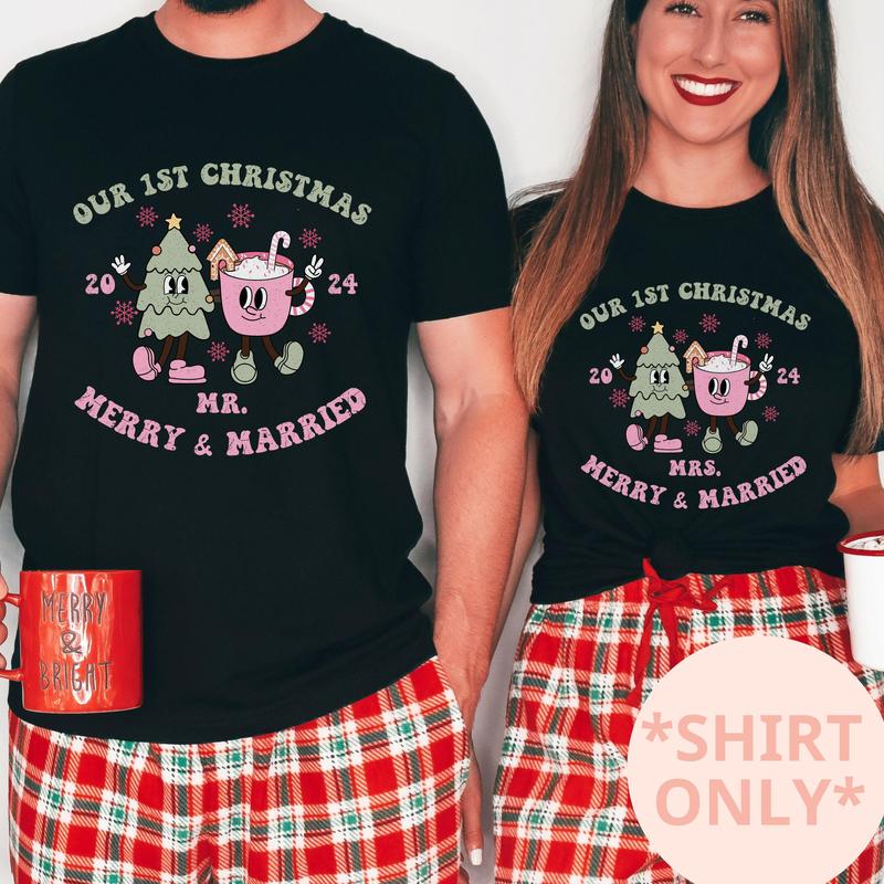 First Christmas Pajamas Tops Couples Christmas Shirt Holiday Matching Pajamas His and Her Pjs Matching Christmas Pjs Funny X-mas T-shirt