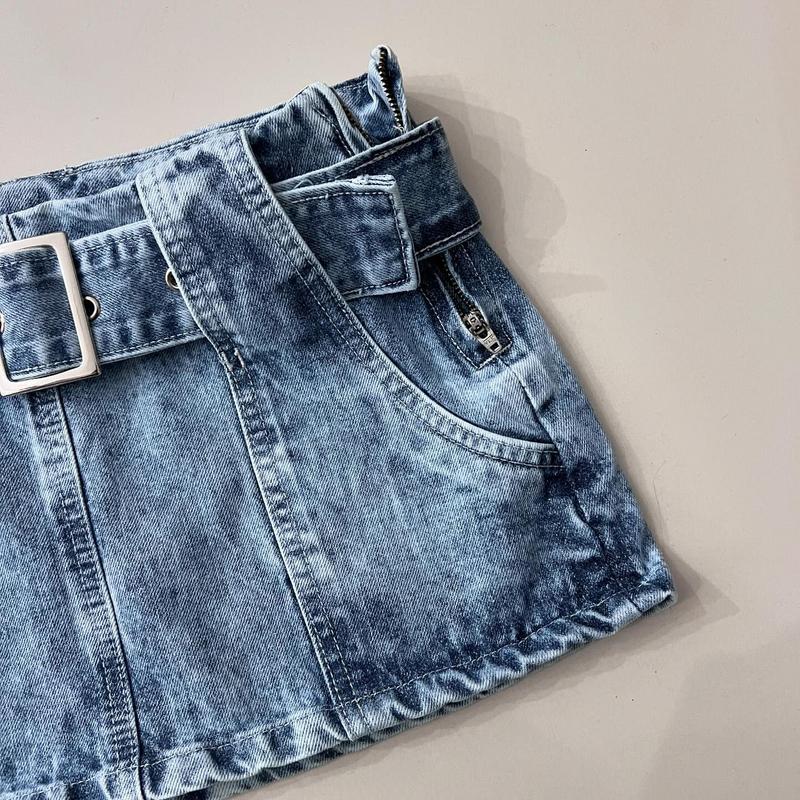 Y2K Blue Denim Skirt Harajuku Casual Low Waist Mini Sexy Hip Skirt Gothic Adjustable Fake Belt Solid Color Skirt Womens Clothing
