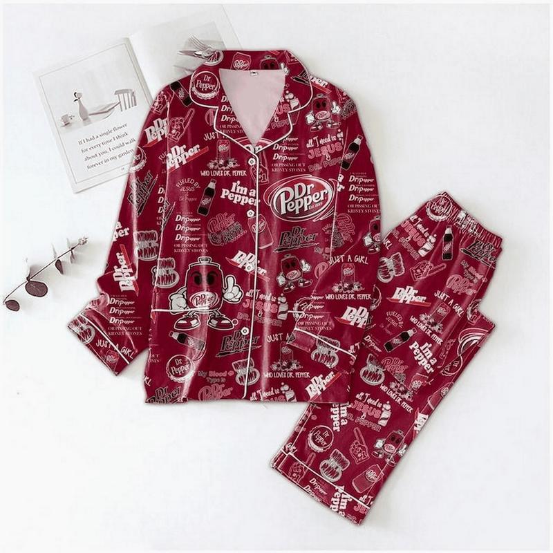 Retro Dr Pepper Pajamas Set, Pyjamas Christmas, Dr Pepper Shirt, Holiday Shirt, Matching Pajamas, Soda Pajamas Family, Dr Pepper Lover Gifts