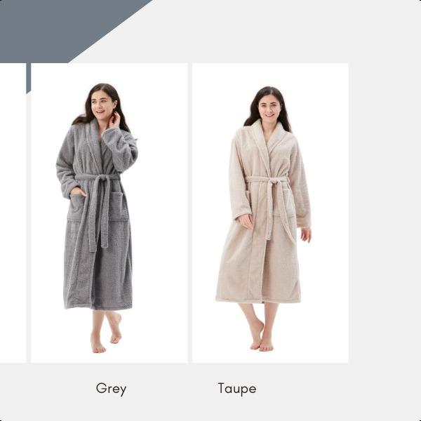 Christmas Gift Women's Bathrobe Shawl Collar and Hooded,Lounge Sleepwear Robe Side Pockets