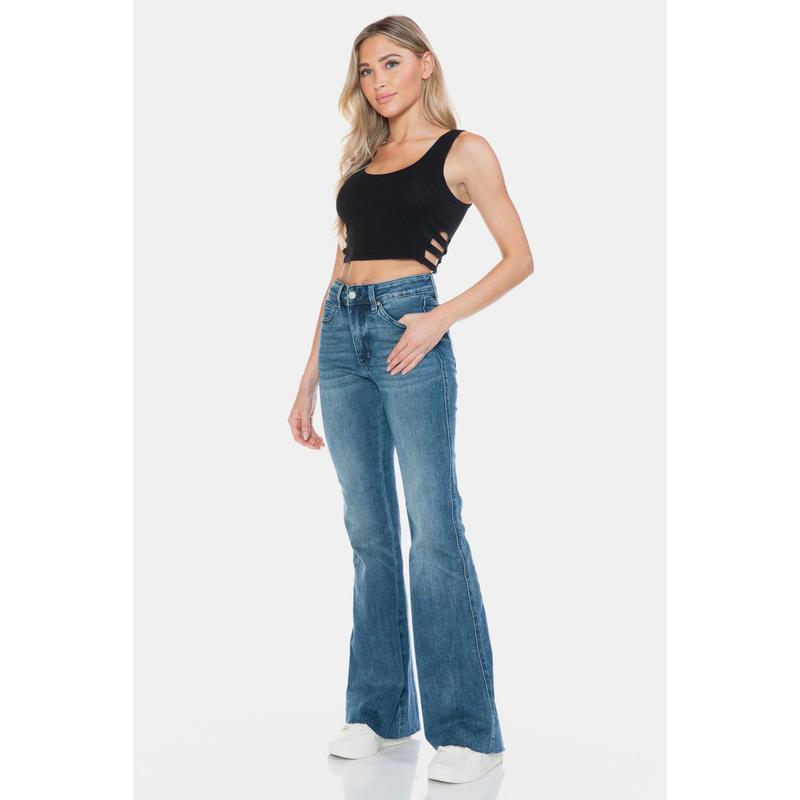 Judy Blue Full Size Tummy Control Cut Hem Flare Jeans