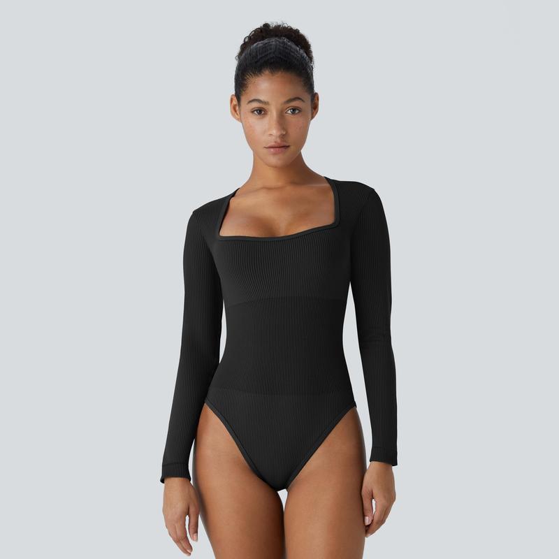 Halara Seamless Flow Square Neck Long Sleeve Casual Smooth Bodysuit