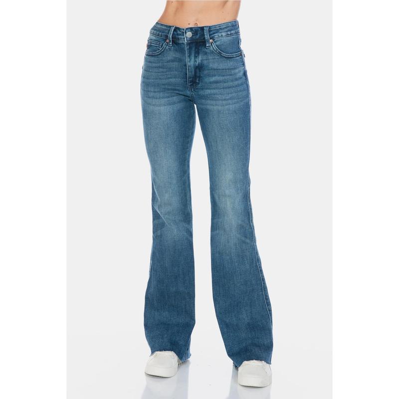 Judy Blue Full Size Tummy Control Cut Hem Flare Jeans