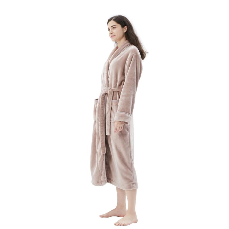 Christmas Gift Women's Bathrobe Shawl Collar and Hooded,Lounge Sleepwear Robe Side Pockets