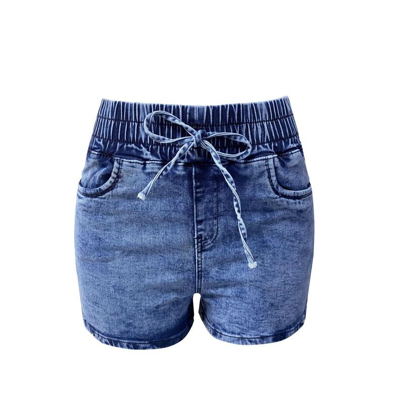 Slim Fit Factory Direct Sales 2024 Spring and Summer New Slim Fit Denim Shorts Women's Sexy High Waist Elastic Waistband Lace-up Hot Pants cargo pants women bell  bottoms Jean Womenswear Jean Womenswear Jean Womenswear Comfort Trouser cut pants