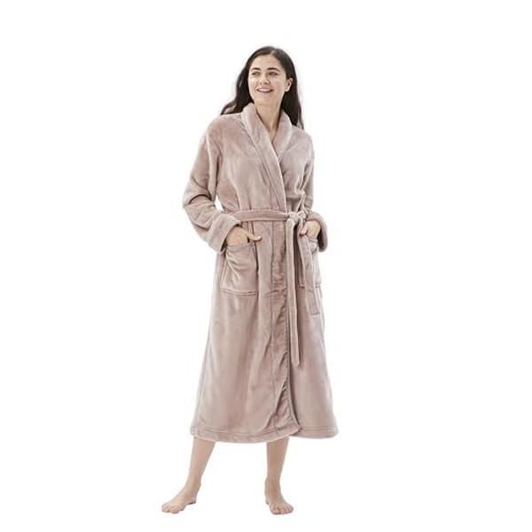 Christmas Gift Women's Bathrobe Shawl Collar and Hooded,Lounge Sleepwear Robe Side Pockets