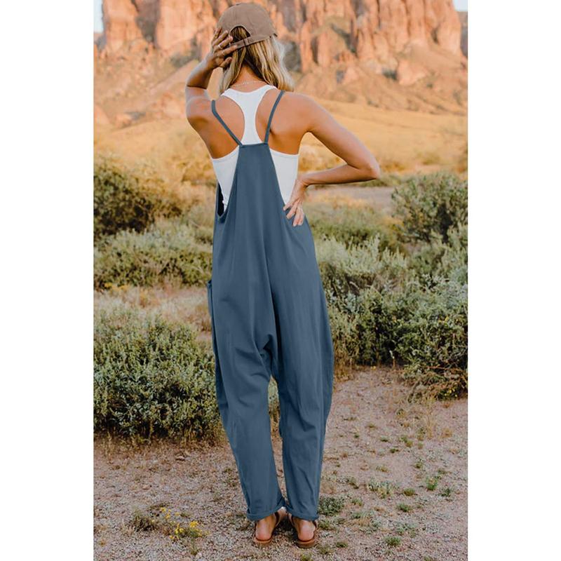 Double Take Full Size V-Neck Sleeveless Jumpsuit with Pockets