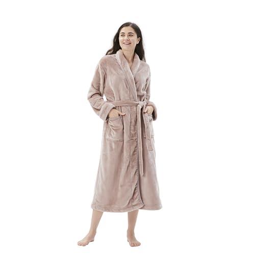 Christmas Gift Women's Bathrobe Shawl Collar and Hooded,Lounge Sleepwear Robe Side Pockets