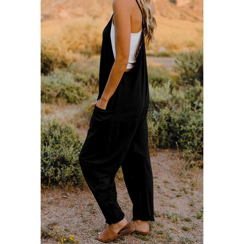 Double Take Full Size V-Neck Sleeveless Jumpsuit with Pockets