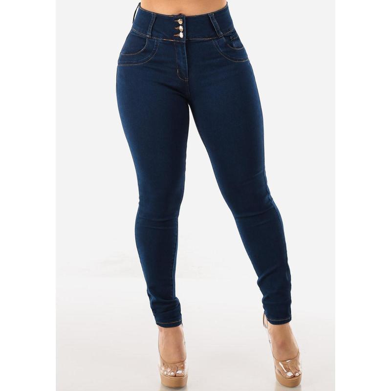 Super High Waist Butt Lifting Skinny Jeans Dark Navy