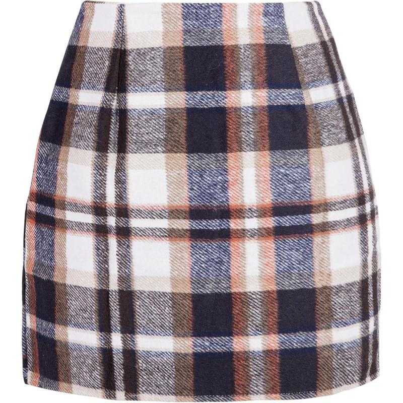 Womens  High Waisted Plaid Skirt A-Line Mini Skirt Fall Winter Wool Bodycon Pencil Skirts