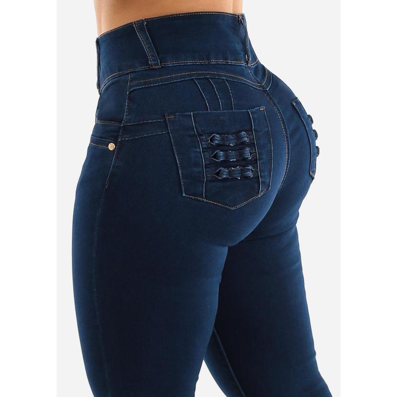 Super High Waist Butt Lifting Skinny Jeans Dark Navy