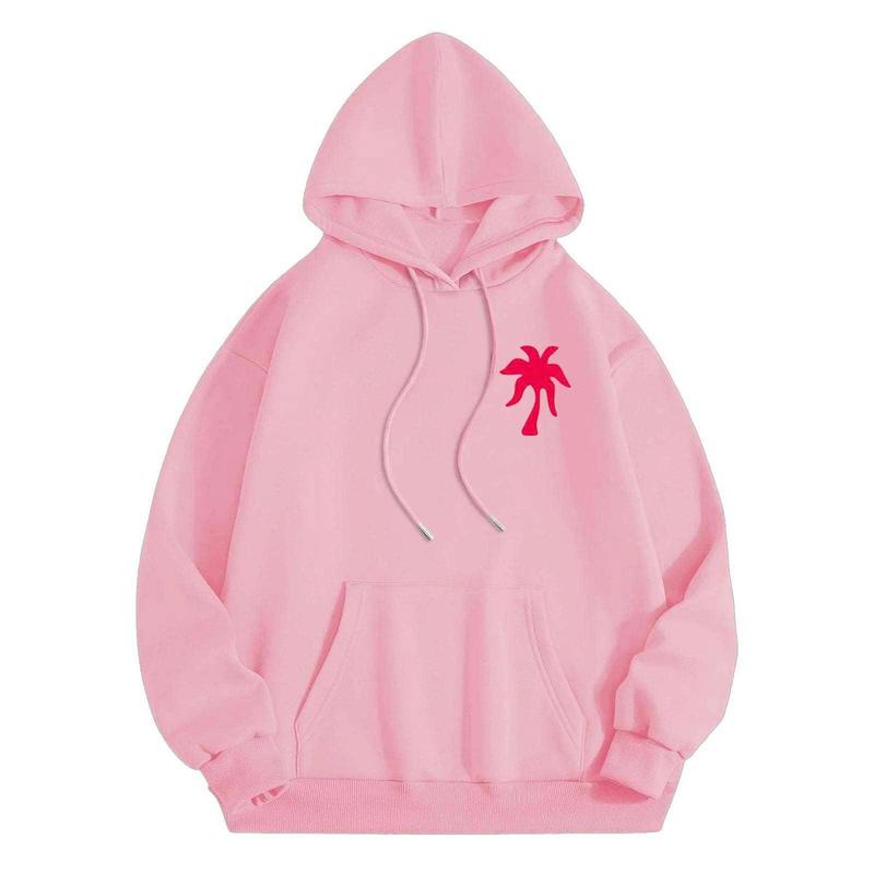 FUE Pink Palm Hoodies - Preppy Aesthetic Hoodies - Unisex Trendy Hoodie Classic - Graphic Tees For Women And Men - Gifts For All