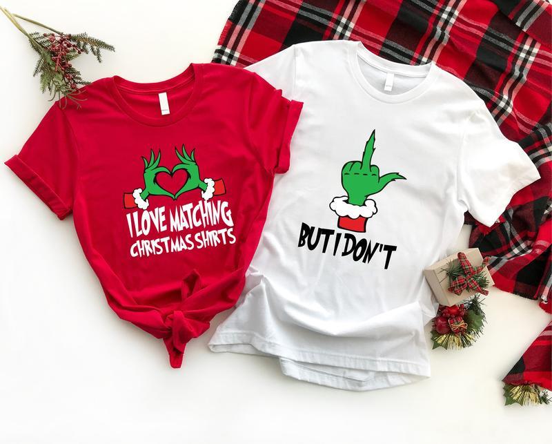 Funny Matching Christmas Couple Shirts, I Love Matching But I Don’t, Inspired Valentine’s Day and Holiday Gift, Perfect for Him & Her