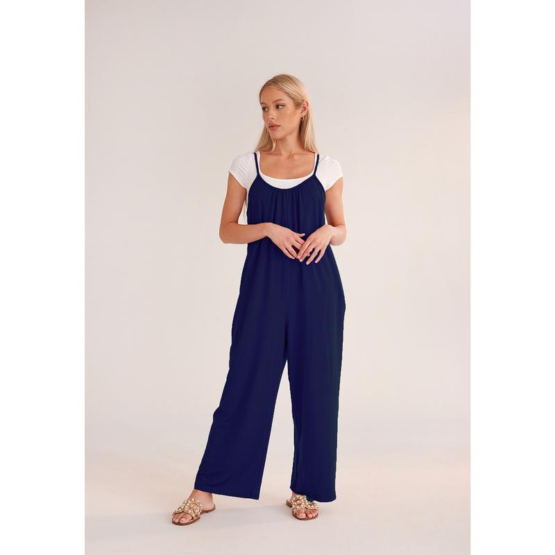 Women's Jumpsuit Loose-fit Sleeveless Wide Leg Adjustable Straps Comfort Overalls Pants HFHD38VT7A