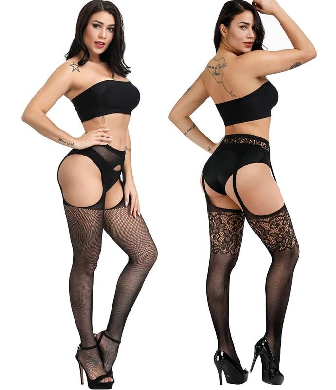 Garter Stockings For Women Thigh High Fishnet Stockings Suspender Pantyhose