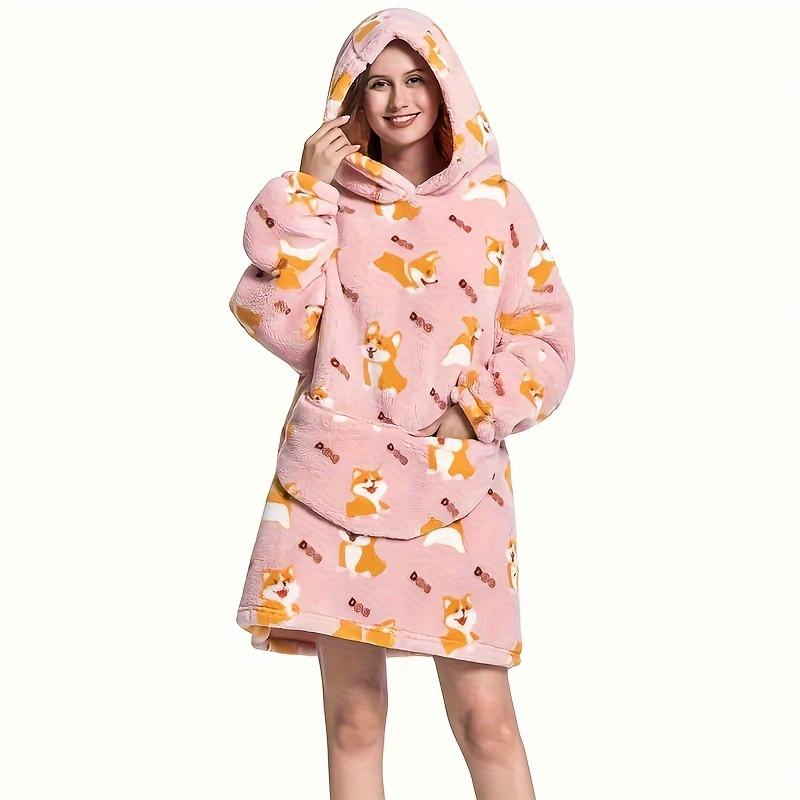 1pc Home Wearable Lazy Blanket Hooded Cold Wear Outdoor Cold Clothes Lazy Sweatshirt Soothing Fleece Thick Robe