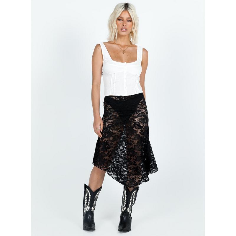 Vana Midi Skirt Jet Black