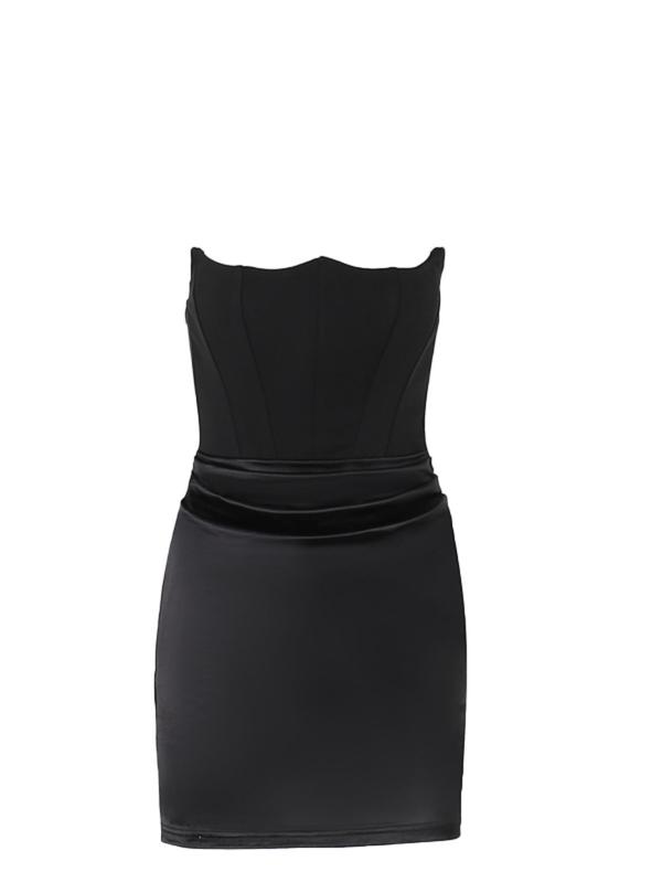 Women's Plain Ruched Tube Bodycon Dress, Solid Sleeveless Mini Dress for Party Club Dating Wear, Ladies Summer Clothes