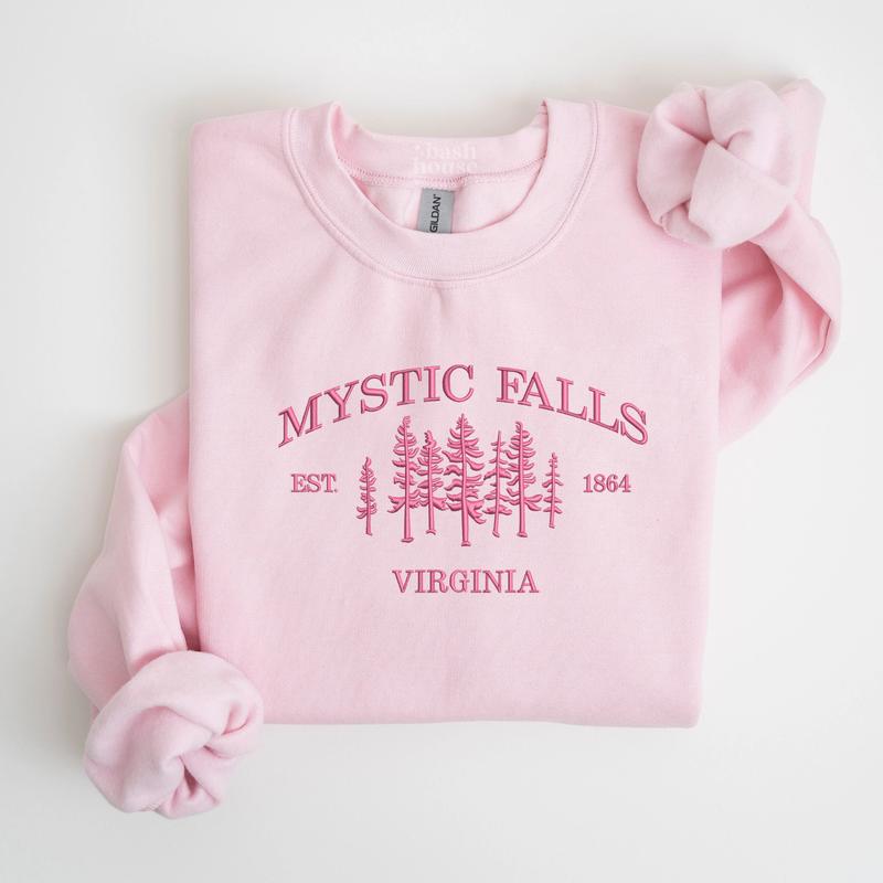 The Vampire Diaries Embroidered Sweatshirt, Mystic Falls Virginia Sweatshirt, Fall Embroidered Sweatshirt