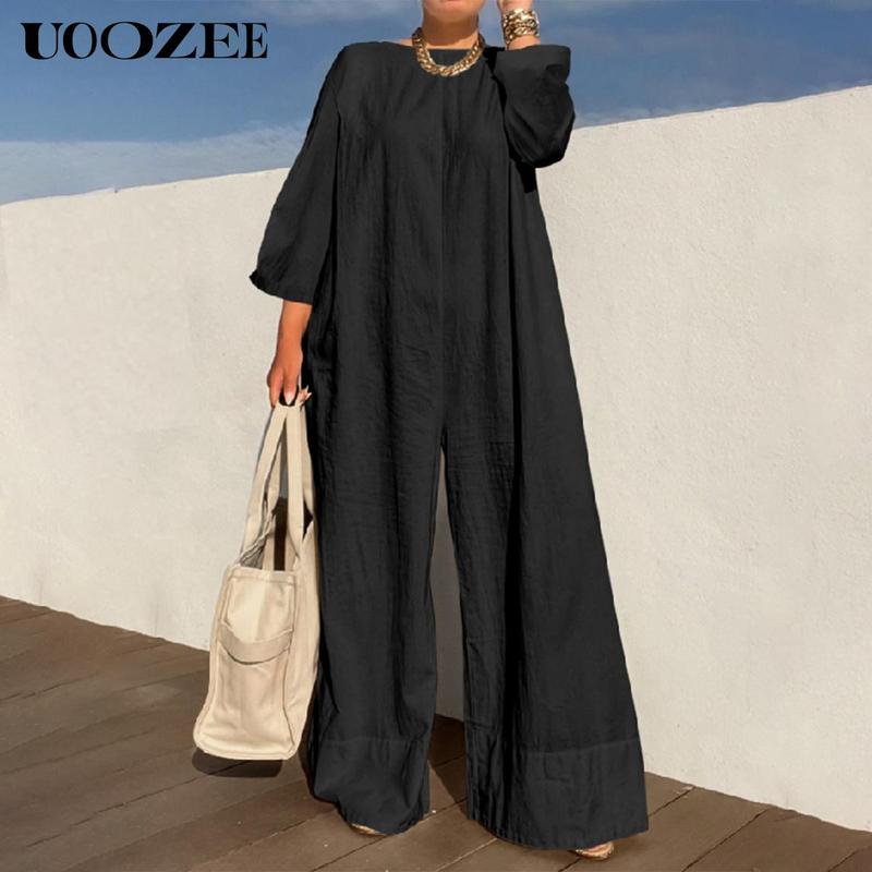 UOOZEE Women's Solid Color Sleeveless Wide Leg Jumpsuit – Basic Style Simple and stylish, highlighting the daily elegance of modern women winter jumpsuit