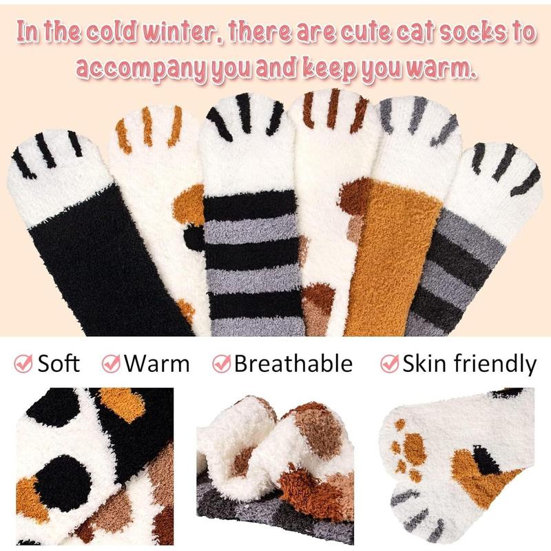 6 Pairs Women Fuzzy Fluffy Socks Cozy Slipper Socks Warm Soft Winter Plush Home Sleeping Socks Gifts