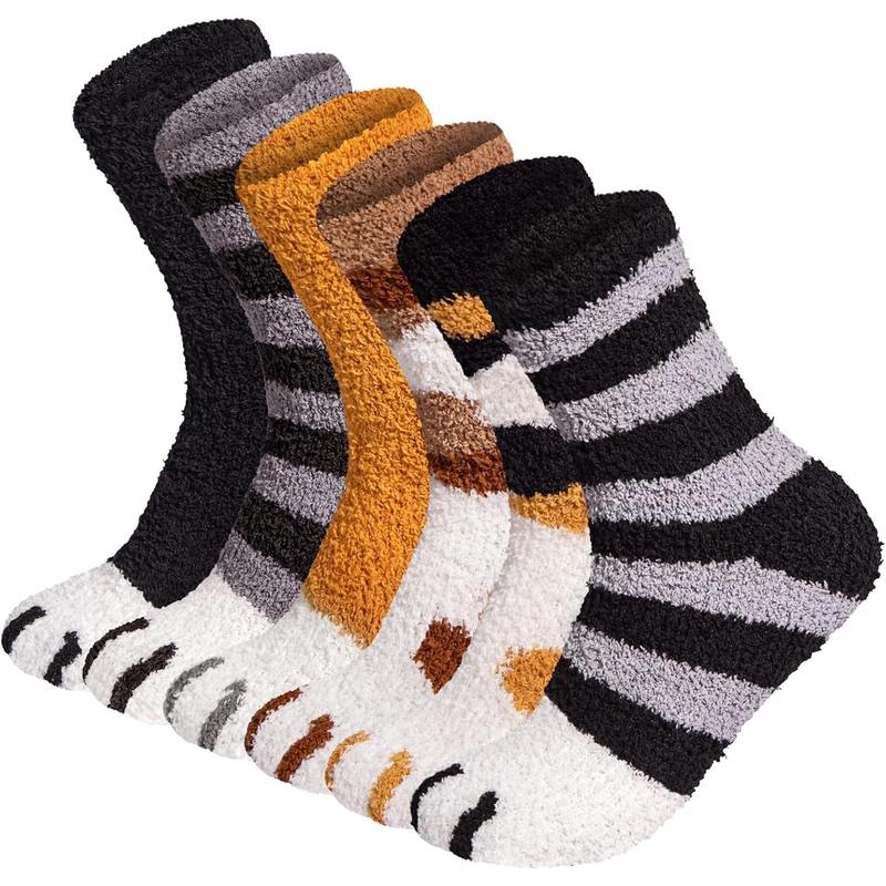 6 Pairs Women Fuzzy Fluffy Socks Cozy Slipper Socks Warm Soft Winter Plush Home Sleeping Socks Gifts