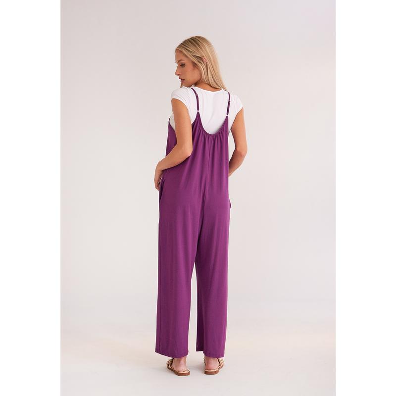 Women's Jumpsuit Loose-fit Sleeveless Wide Leg Adjustable Straps Comfort Overalls Pants HFHD38VT7A