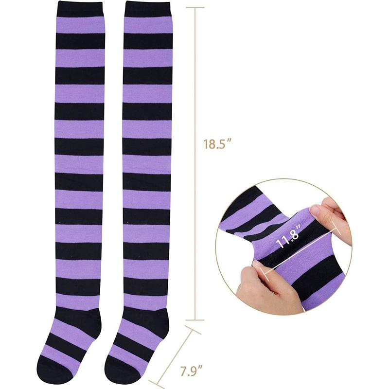 Zmart Striped Thigh High Socks Knee High Socks for Women Teen Girls, School Socks Long Socks Over the Knee Socks