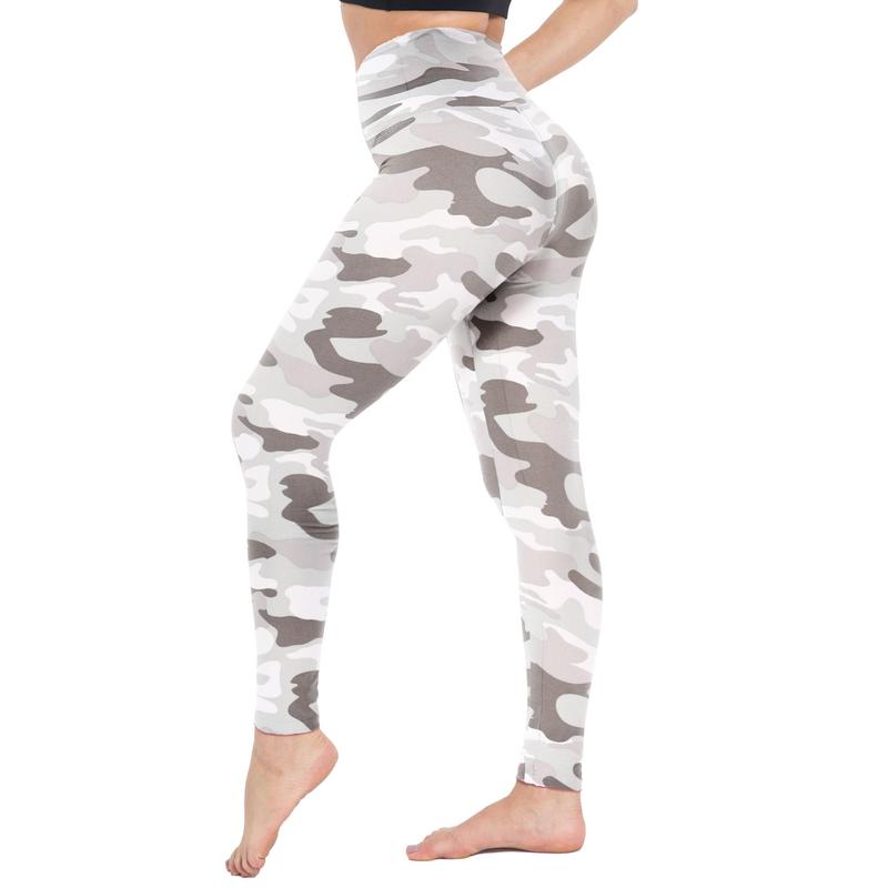 Viconow High Waisted Leggings for Women - Soft Opaque Slim Fresh Printed Pants Womenswear Bottom Comfort Camo