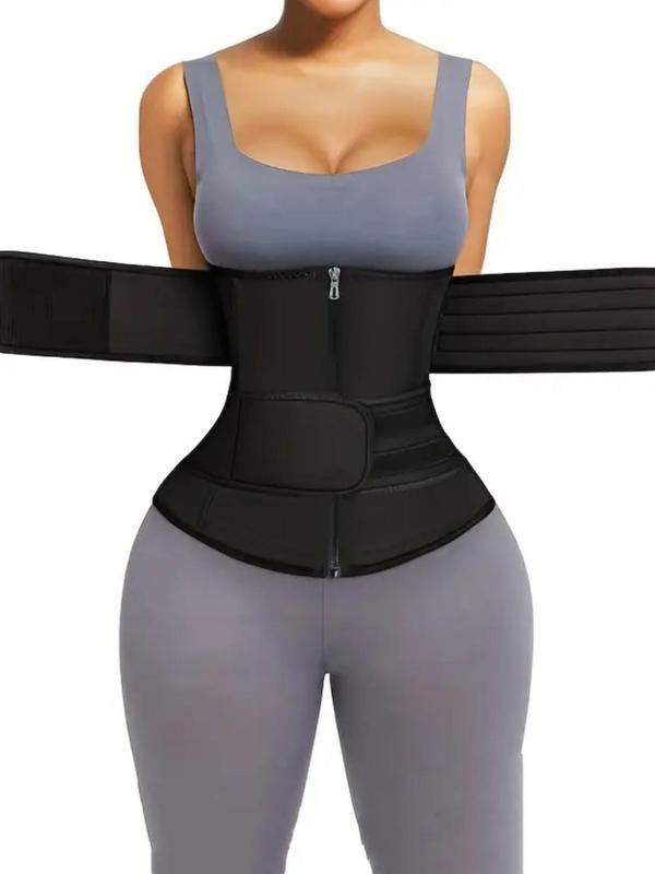 Women's Zipper Adjustable Waist Trainer, Solid Color Tummy Control Waist Cincher, Women's Sports & Outdoor Clothes Accessories for Daily Use, Gym Clothes