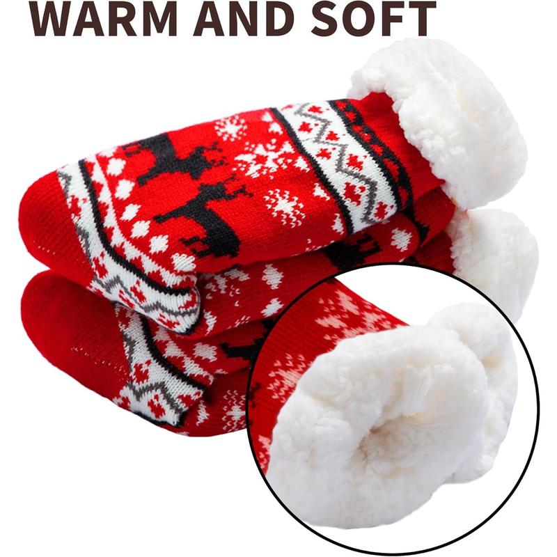 2 count Christmas Socks Women's Fleece Fuzzy Soft Slipper Socks Soft Crew Socks for Winter Christmas Party Gifts