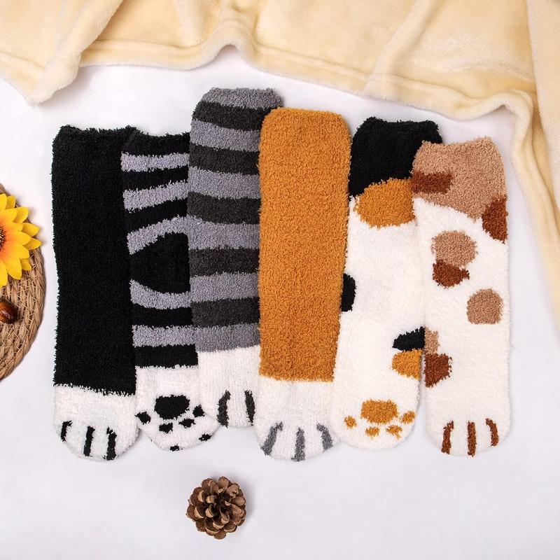 6 Pairs Women Fuzzy Fluffy Socks Cozy Slipper Socks Warm Soft Winter Plush Home Sleeping Socks Gifts