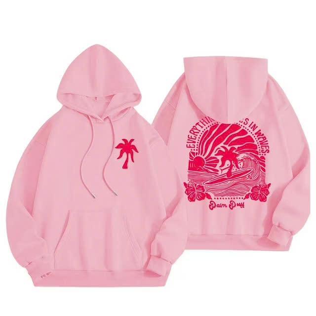 FUE Pink Palm Hoodies - Preppy Aesthetic Hoodies - Unisex Trendy Hoodie Classic - Graphic Tees For Women And Men - Gifts For All