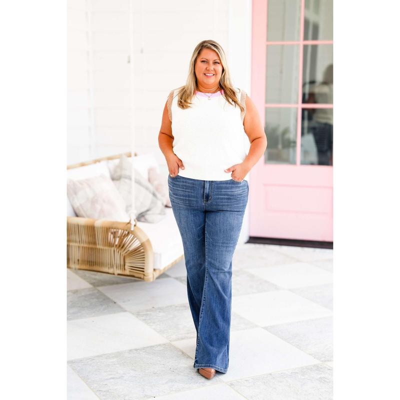 Judy Blue High Rise Medium Wash Classic Flare Jeans Basic Comfort