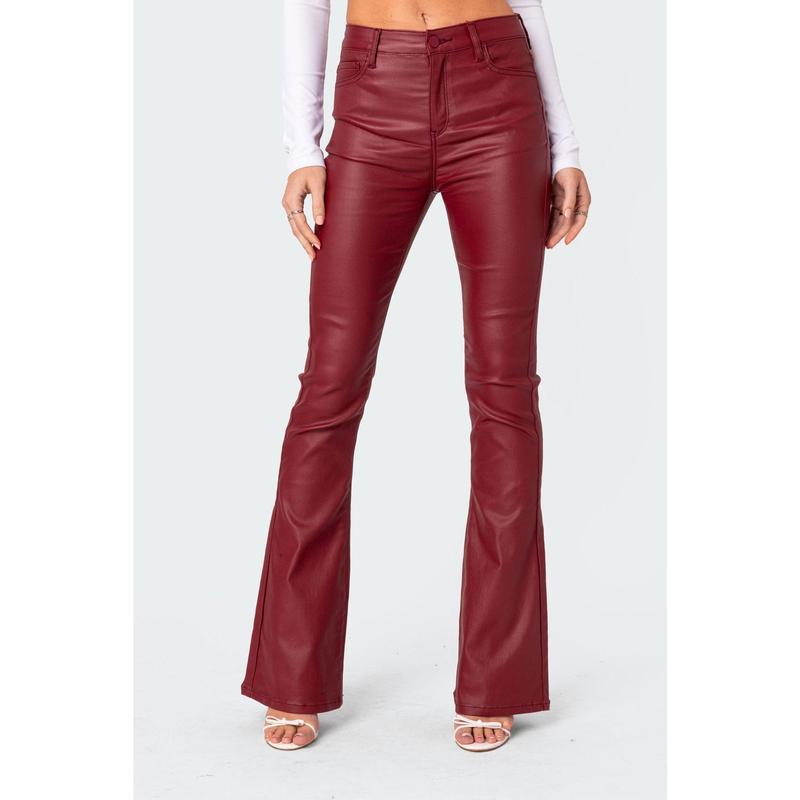 Luna Faux Leather Flare Jeans