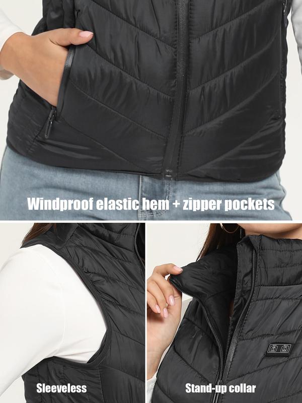 Women's Solid Color   Vest Jacket, Casual Pocket Zipper Thermal Outerwear for Fall & Winter, Women's Clothing for Outdoor Activities