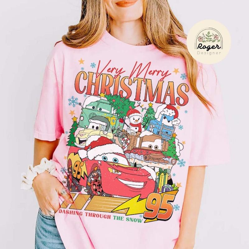 Retro Cars Christmas Shirt, Lightning McQueen Tow Mater Luigi Guido Cars Mickkey's Very Merry Christmas Party, Cars Land Xmas Family RDEZ