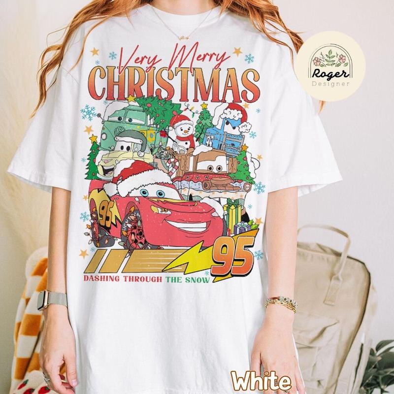 Retro Cars Christmas Shirt, Lightning McQueen Tow Mater Luigi Guido Cars Mickkey's Very Merry Christmas Party, Cars Land Xmas Family RDEZ